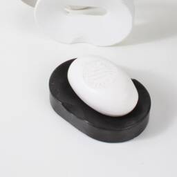 Modern Soap Dish Made Of Concrete, Black, White, & Grey, Bathroom Decor, Lovely Gift, Approx. 11 cm, Modern, Elegant, Oval - thumbnail 4