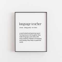 Language Teacher Print - Word Wizard Definition Poster, Grammar Guru Gift For Esl, Spanish Or French Teachers, Classroom Wall Art, German - thumbnail 1
