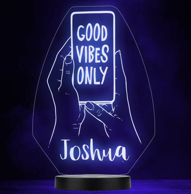 Good Vibes Only Mobile Phone Personalised Gift Colour Change Lamp Night Light - image 1