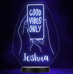 Good Vibes Only Mobile Phone Personalised Gift Colour Change Lamp Night Light