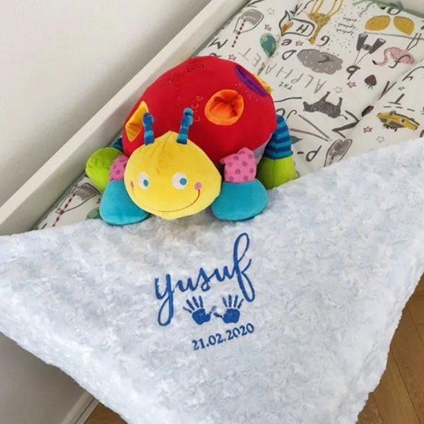 Personalised Baby Blanket - Embroidery Rosebud - image 1