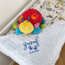 Personalised Baby Blanket - Embroidery Rosebud - thumbnail 1