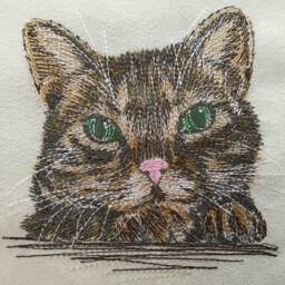 Embroidered Cat Cushion Cover Cream Wool Crepe, Copper Piping - thumbnail 4