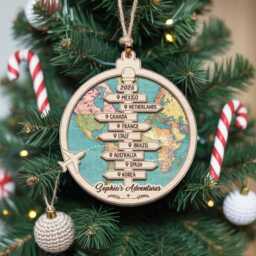 Personalized Travel Adventure Ornament, Custom Traveling Destination Couple Destination, Gift, Christmas Gift - thumbnail 4