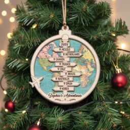 Personalized Travel Adventure Ornament, Custom Traveling Destination Couple Destination, Gift, Christmas Gift - thumbnail 3