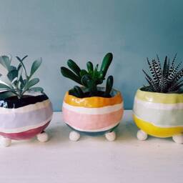 The Rainbow Candy Collection 2 - Handmade Ceramic Planter, Succulent Pot, Cactus Plant Home Studio Pottery, Decor, Pinch Pot - thumbnail 4