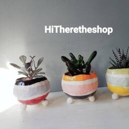 The Rainbow Candy Collection 2 - Handmade Ceramic Planter, Succulent Pot, Cactus Plant Home Studio Pottery, Decor, Pinch Pot - thumbnail 3