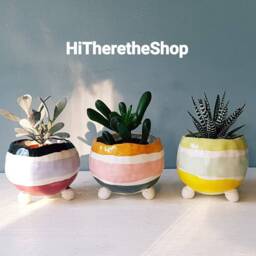 The Rainbow Candy Collection 2 - Handmade Ceramic Planter, Succulent Pot, Cactus Plant Home Studio Pottery, Decor, Pinch Pot - thumbnail 2