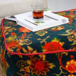 Tree Of Life Velvet Square Ottoman Cover - thumbnail 2
