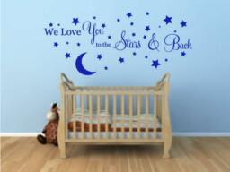 Nursery Wall Decal We Love You To The Stars & Back Sticker Kids Bedroom Baby Room Gift - thumbnail 1