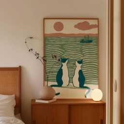 Coastal Cats Poster, Seaside Cat Print, Nautical Wall Art - thumbnail 2