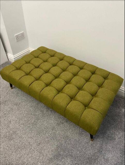 Olive Wool Chesterfield Footstool Luxury Coffee Table Bench - image 1