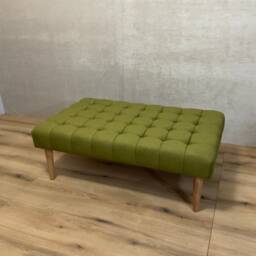 Olive Wool Chesterfield Footstool Luxury Coffee Table Bench - thumbnail 3
