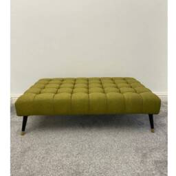 Olive Wool Chesterfield Footstool Luxury Coffee Table Bench - thumbnail 2