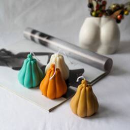 Enchanted Moon Pumpkin Candle Autumn Home Decor, Vegan Soy Wax - thumbnail 2