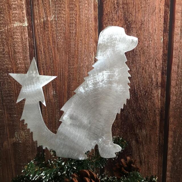 Golden Retriever, Dog Christmas Tree Topper, Wreath Decoration, Holiday Wall Art, Plant Stake, Pet Memorial, Aluminum, Star - image 1