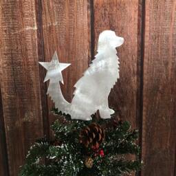 Golden Retriever, Dog Christmas Tree Topper, Wreath Decoration, Holiday Wall Art, Plant Stake, Pet Memorial, Aluminum, Star - thumbnail 2