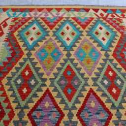 5'0x6'9 Ft Afghan Maimana New Kilim Rug, Tribal Flatweave Turkmen Oriental Rug, Vintage Rug For Bedroom, Livingroom - thumbnail 3