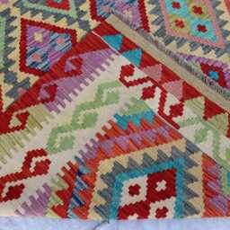 5'0x6'9 Ft Afghan Maimana New Kilim Rug, Tribal Flatweave Turkmen Oriental Rug, Vintage Rug For Bedroom, Livingroom - thumbnail 4