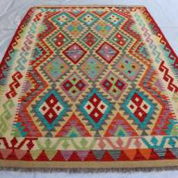 5'0x6'9 Ft Afghan Maimana New Kilim Rug, Tribal Flatweave Turkmen Oriental Rug, Vintage Rug For Bedroom, Livingroom - thumbnail 2