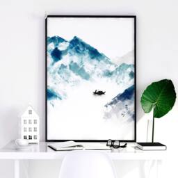 Sunrise Trendy Watercolour Art Print, Japanese Wall Decor Prints, Boho Bedroom Prints Set X 3, Calming Poster, Relaxing Gift - thumbnail 2