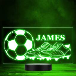 Football Boots Ball Personalised Gift Colour Changing Led Lamp Night Light - thumbnail 1