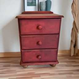 Bedside Nightstands, Hand Painted Distressed Rustic Emperor's Silk Chest - thumbnail 3