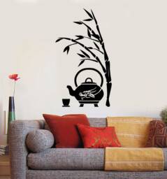 Chinese Tea Ceremony Vinyl Wall Decal Oriental Kitchen Decoration Bamboo Tree Shop Asian Style Stickers Mural - #2394Di