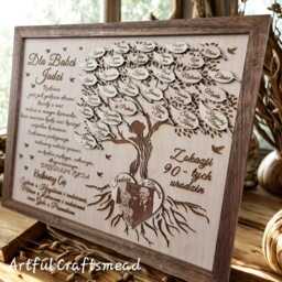 Personalised Family Tree Frame With Photo Engraving, Wooden Names, Gift For Mum Grandma, Custom Wall Art - thumbnail 2