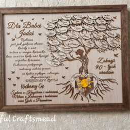 Personalised Family Tree Frame With Photo Engraving, Wooden Names, Gift For Mum Grandma, Custom Wall Art - thumbnail 3
