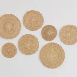 Woven Rattan Wall Decor Set - Round Wicker Bohemian Hanging Art - thumbnail 2