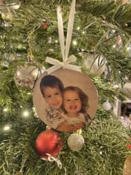 Christmas Gift For Grandparents/Grandma Grandad, Personalised Wooden Photo Heart Or Bauble, Your On Wood, Gift, Keepsake - thumbnail 1