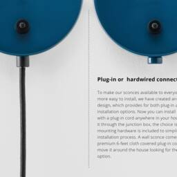Lea Mid Century Modern Plug-In Wall Sconce Navy Blue With Shades Flush Mount Vanity Light Bedside Lamp Retro Fixture - thumbnail 3