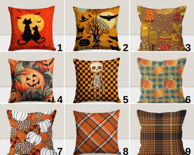 Happy Thanksgiving Cushion Cover, Haunted House Pillow Case, Horror Pumpkin Decor, Ghost Accent, Special Halloween Gift, Spooky Home Decor - image 1