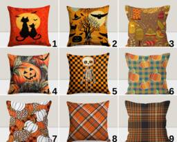 Happy Thanksgiving Cushion Cover, Haunted House Pillow Case, Horror Pumpkin Decor, Ghost Accent, Special Halloween Gift, Spooky Home Decor - thumbnail 1