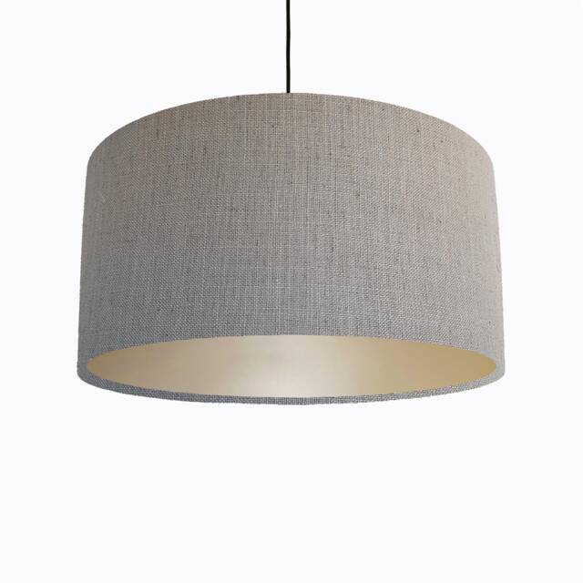 Dove Grey Lampshade in Linen With Champagne Lining, Textured Large Plain Ceiling Lightshade - image 1