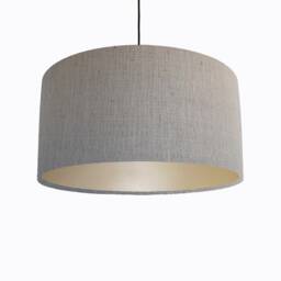 Dove Grey Lampshade in Linen With Champagne Lining, Textured Large Plain Ceiling Lightshade