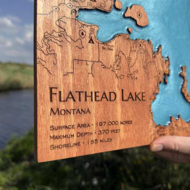Custom Resin Wood Lake Map Coastal Wall Art, 5Th Anniversary Gift - image 1