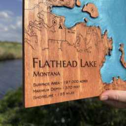 Custom Resin Wood Lake Map Coastal Wall Art, 5Th Anniversary Gift - thumbnail 1