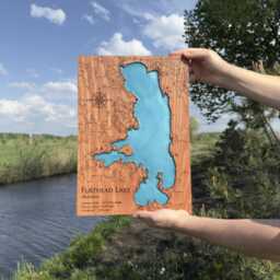 Custom Resin Wood Lake Map Coastal Wall Art, 5Th Anniversary Gift - thumbnail 2