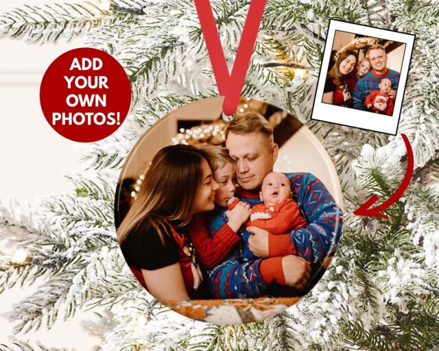 Personalised Photo Christmas Tree Bauble - Family Photo Christmas Decoration Xmas Ornament Bauble Custom Ornament For Your Tree - image 1