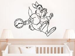 White Rabbit Wall Decal Alice in Wonderland Decals Vinyl Sticker Bedroom Nursery Baby Room Home Decor Ms756