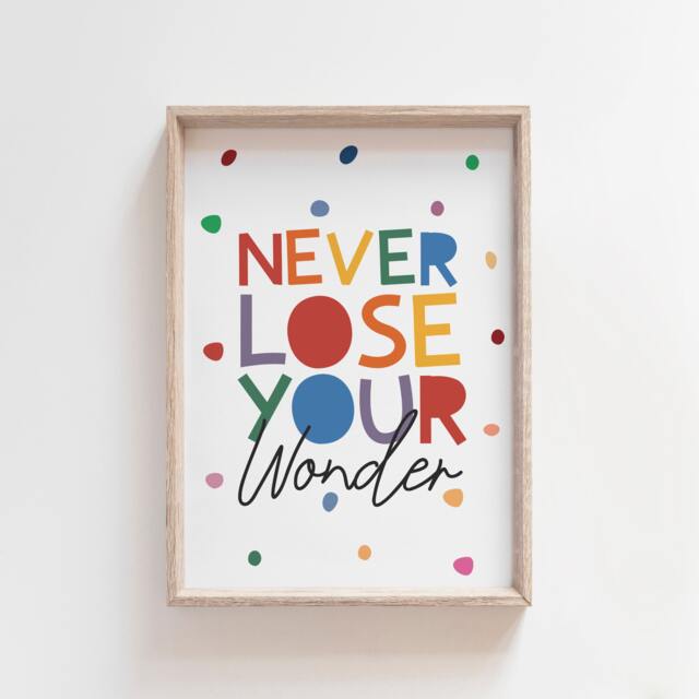 Never Lose Your Wonder Print, Boys Nursery Prints, Girls Wall Art, Quote, Decor, Art - image 1