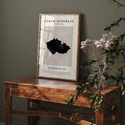 Czech Republic Map Vintage Abstract Wall Art Print Picasso + Matisse Inspired Travel Poster - thumbnail 1