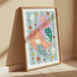 Colourful Mermaid Print, Children's Bedroom Decor, Unframed Under The Sea Nursery Girl - thumbnail 3