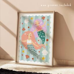 Colourful Mermaid Print, Children's Bedroom Decor, Unframed Under The Sea Nursery Girl - thumbnail 1