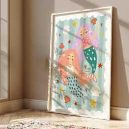 Colourful Mermaid Print, Children's Bedroom Decor, Unframed Under The Sea Nursery Girl - thumbnail 2
