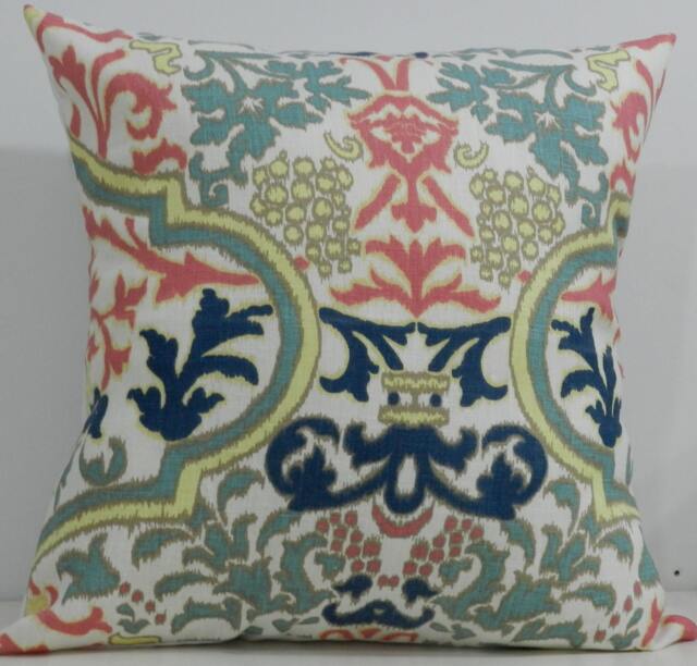 New 18x18 Inch Designer Handmade Pillow Case in Ikat Damask