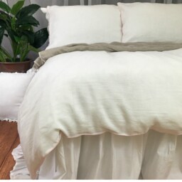 Linen Duvet Cover With Piping Finish, White, Gray, Blue, Pink, Stripe, Chevron, Over 40 Colors & Patterns - thumbnail 3