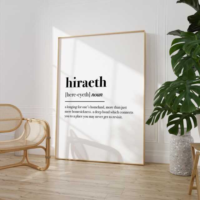 Hiraeth Definition - Welsh Print Home Bedroom Decor Prints Wall Art - image 1